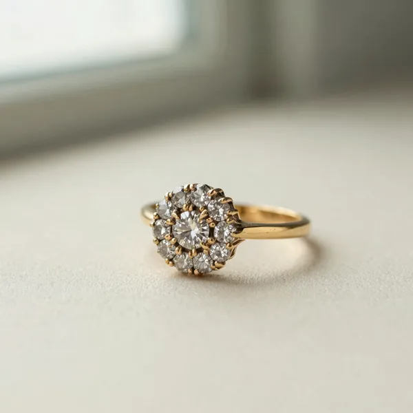 Illustrative: Georgian 18ct gold and rose-cut diamond cluster ring, foiled closed-back setting