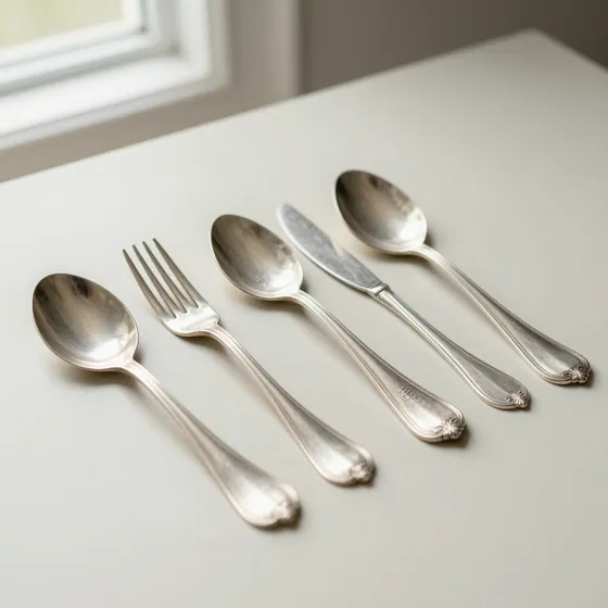 Antique flatware and cutlery sets