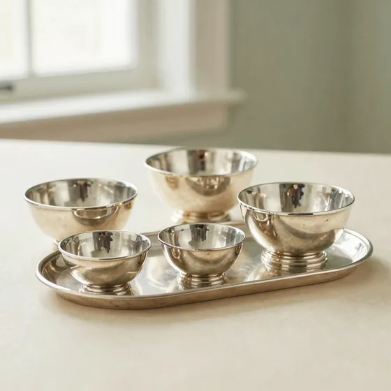 Antique bowls, trays and serving pieces
